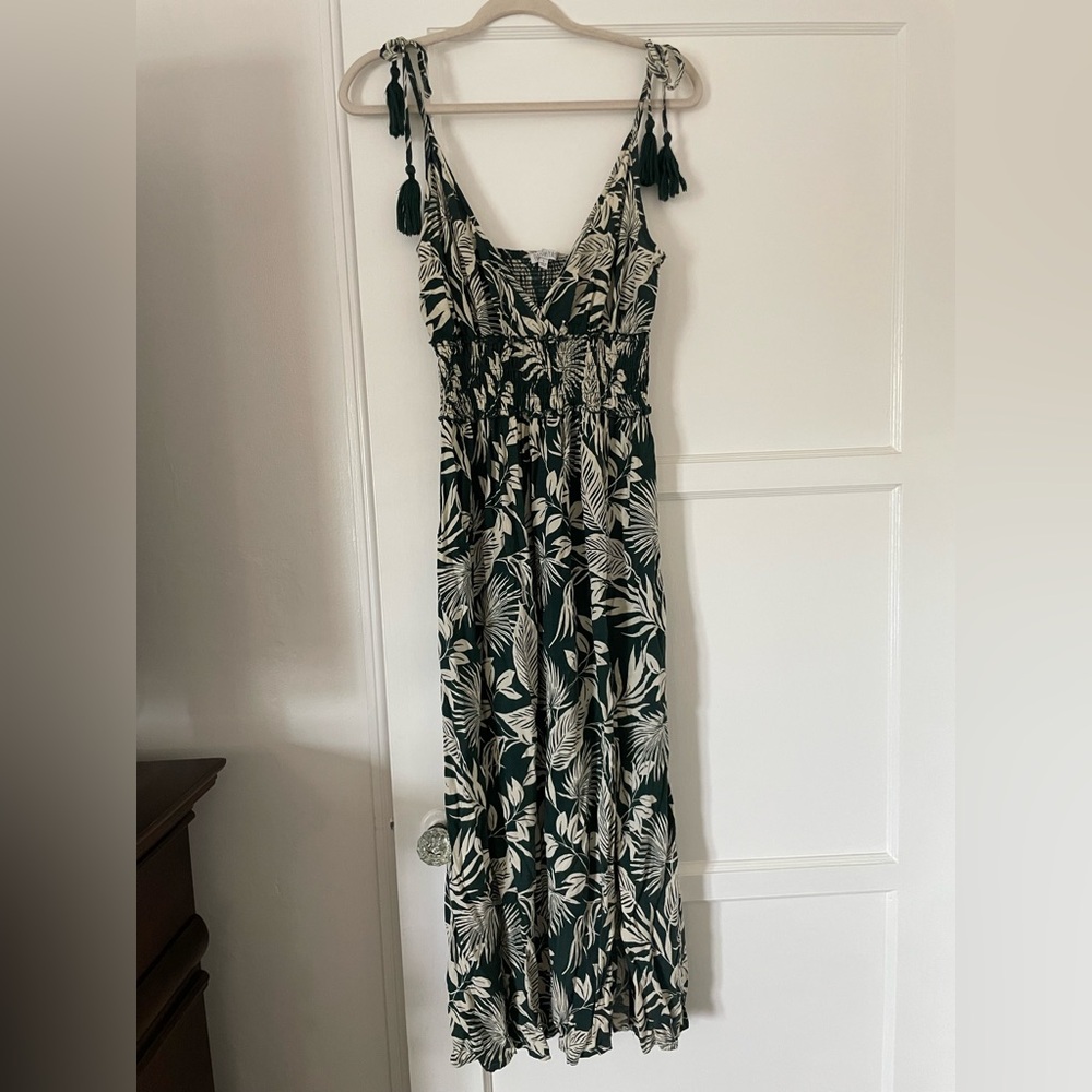 Patrons of Peace Green & White Tropical Maxi Dress Large